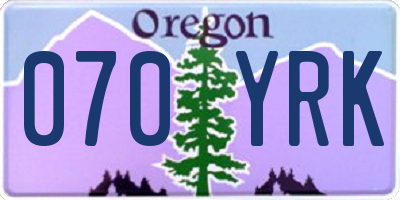 OR license plate 070YRK