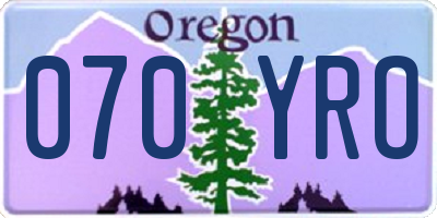 OR license plate 070YRO