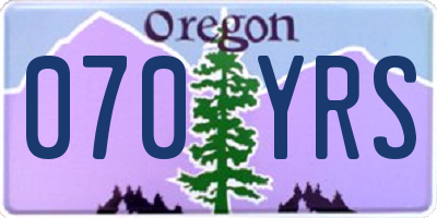 OR license plate 070YRS