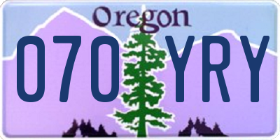 OR license plate 070YRY