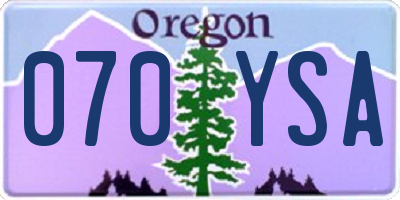 OR license plate 070YSA
