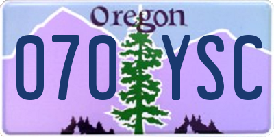 OR license plate 070YSC