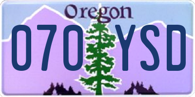 OR license plate 070YSD