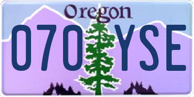OR license plate 070YSE