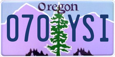 OR license plate 070YSI