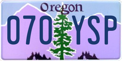OR license plate 070YSP
