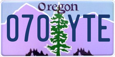 OR license plate 070YTE