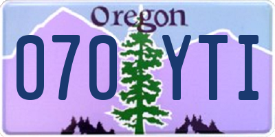 OR license plate 070YTI