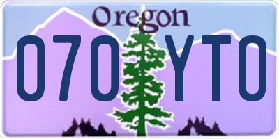 OR license plate 070YTO