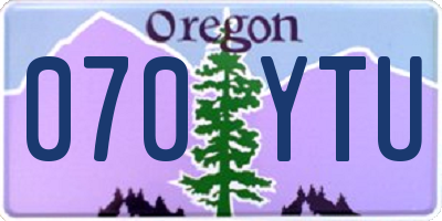 OR license plate 070YTU