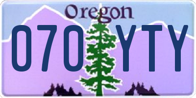 OR license plate 070YTY