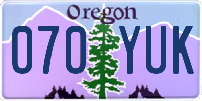 OR license plate 070YUK