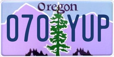OR license plate 070YUP