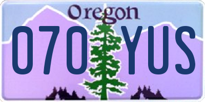 OR license plate 070YUS