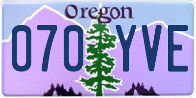 OR license plate 070YVE