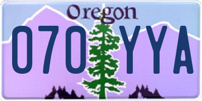OR license plate 070YYA