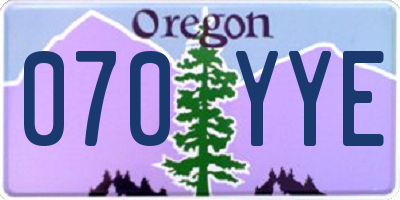 OR license plate 070YYE