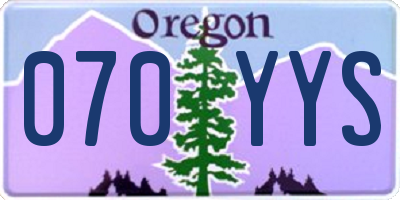 OR license plate 070YYS