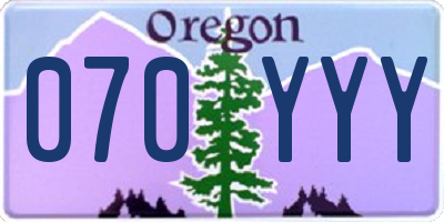 OR license plate 070YYY