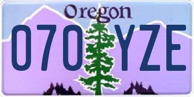 OR license plate 070YZE