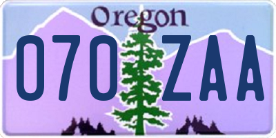 OR license plate 070ZAA