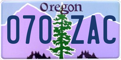 OR license plate 070ZAC