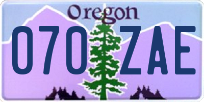 OR license plate 070ZAE