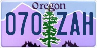 OR license plate 070ZAH