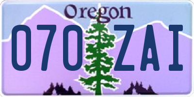 OR license plate 070ZAI