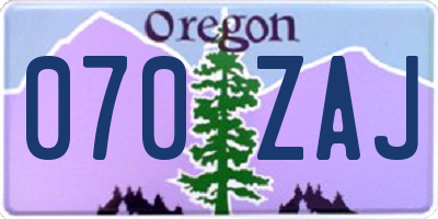 OR license plate 070ZAJ