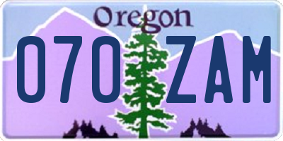 OR license plate 070ZAM