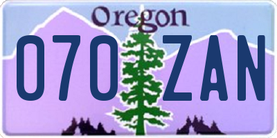 OR license plate 070ZAN