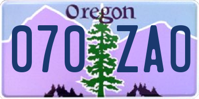 OR license plate 070ZAO