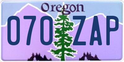 OR license plate 070ZAP