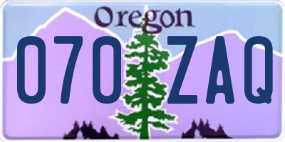 OR license plate 070ZAQ