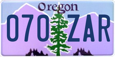 OR license plate 070ZAR