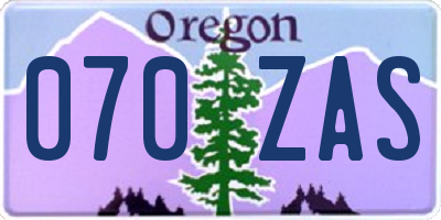 OR license plate 070ZAS