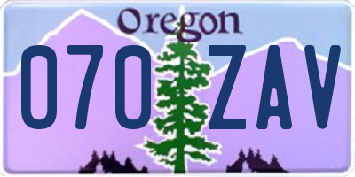 OR license plate 070ZAV