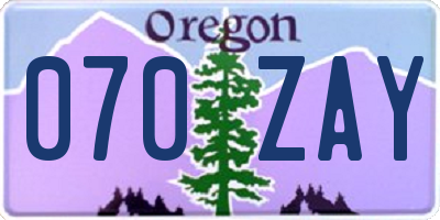 OR license plate 070ZAY