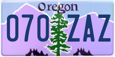OR license plate 070ZAZ
