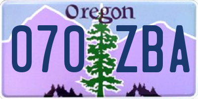 OR license plate 070ZBA