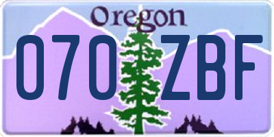 OR license plate 070ZBF