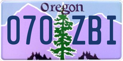 OR license plate 070ZBI