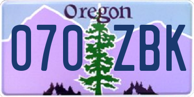 OR license plate 070ZBK