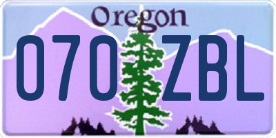OR license plate 070ZBL