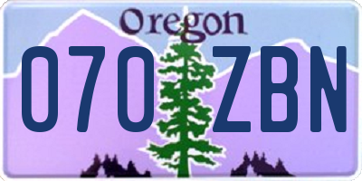 OR license plate 070ZBN