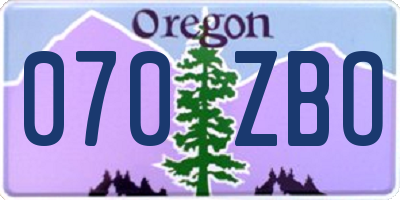 OR license plate 070ZBO