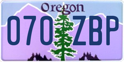 OR license plate 070ZBP