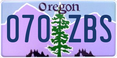 OR license plate 070ZBS