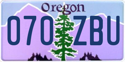 OR license plate 070ZBU